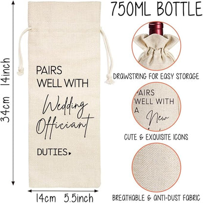 Wedding Officiant Gifts, Officiant Gift, Funny Wedding Registry Wine Bag, Best Officiant Ever Gifts from Couple, Bride Groom Thank You Wine Bag, Officiant Gifts for Wedding Day, Wedding Wine Bag-27