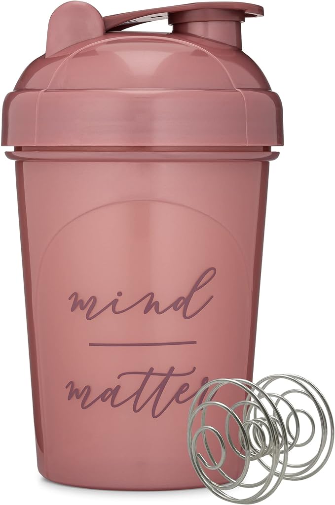 GOMOYO 2-Pack 20-Ounce Protein Shaker Bottle (Plum & Rose) | BPA Free, Dishwasher Safe Shaker Cups with Motivational Quotes for Gym, Running, Workout Supplements