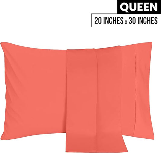 Utopia Bedding Queen Pillow Cases - 2 Pack - Envelope Closure - Soft Brushed Microfiber Fabric - Shrinkage and Fade Resistant Pillow Covers 20 X 30 Inches (Queen, Coral)