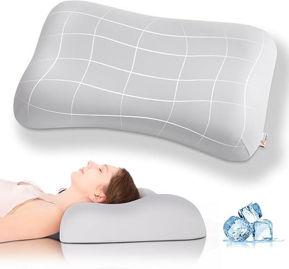 Elegear Deep Sleep Cooling Neck Pillow, Zero-Pressure Tech Orthopedic Pillow Provides Ultra-Soft Cloud Support&Breathable, Ergonomic Contour Cervical Pillow for Neck Pain Relief for Side&Back Sleeper