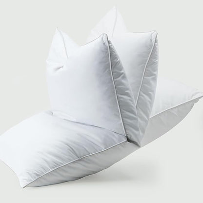 WOLKI Goose Feather Down Alternative Pillows Queen Size Set of 2, 100% Soft Cotton Shell Bed Pillow, Hotel Sleeping Pillow for Back, Stomach or Side Sleepers 20x30
