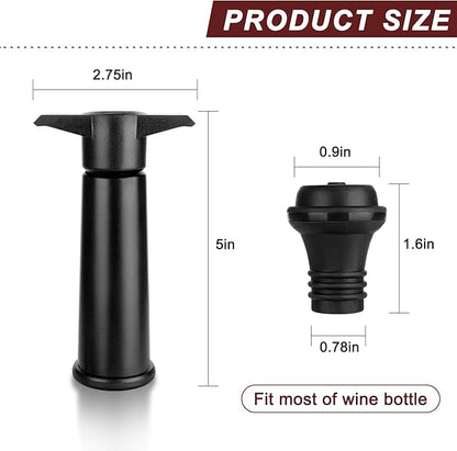 Wine Saver Pump with 4 Vacuum Stoppers, Wine Preserver for Wine Bottles, Reusable Bottle Sealer Keeps Wine Fresh