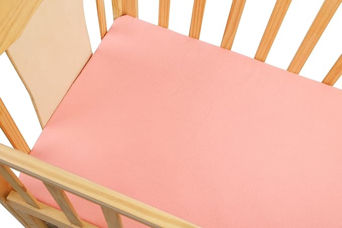 Muslin Pack n Play Sheets Soft Breathable 100% Cotton Mini Crib Fitted Sheets Portable/Convertible Playard Mattress Cover 2 Pack for Baby Girl, Pink and Pastel Violet