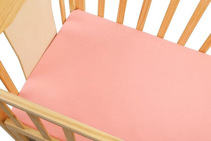 Muslin Pack n Play Sheets Soft Breathable 100% Cotton Mini Crib Fitted Sheets Portable/Convertible Playard Mattress Cover 2 Pack for Baby Girl, Pink and Pastel Violet