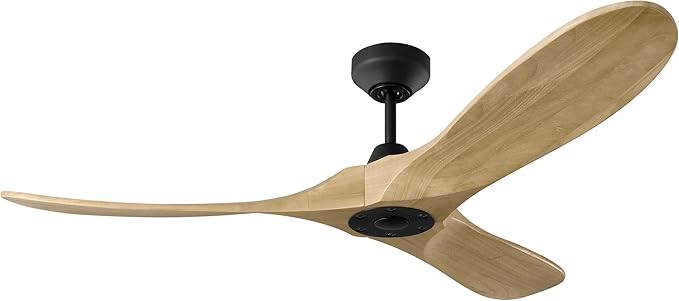 3MAVSM52MBKNH Maverick Smart Ceiling Fan with Remote Control, Indoor or Outdoor, Compatible with Alexa & Google Voice (Matte Black with Natural Honey Blades, 52-inch)