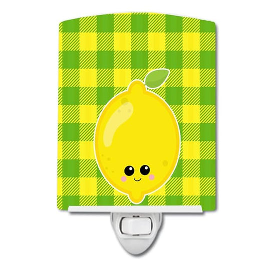 Caroline's Treasures BB7055CNL Lemon Face Ceramic Night Light Compact, UL-Certified, Ideal for Bedroom, Bathroom, Nursery, Hallway, Kitchen, 6x4x3, Multicolor