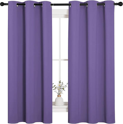 NICETOWN Lilac Purple Blackout Curtains for Bedroom (1 Pair, 42 x 63 inches), Farmhouse Thermal Insulated Room Darkening Drapes for Windows