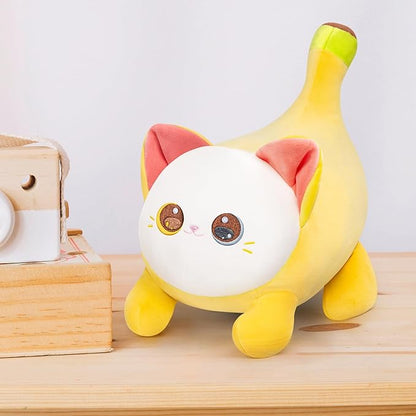 Stuffed Animal Plushie Toy, Cute Big Eyes Cat Plush Stuffed Pillow, Banana Cat with Heterochromatic Eyes Stuffed Animals Pillow, Birthday Stuffed Toy for Kids & Adults