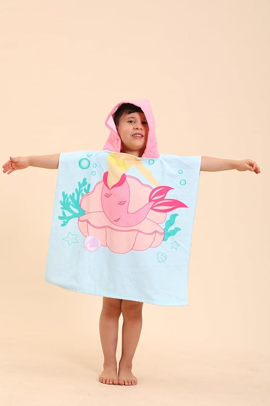 Mermaid Hooded Towels for Kids, Poncho Beach Towels for Kids, Kids Beach Towels for Boys/Girls, Swimming Towels/Towel Robes/Wearable Towels/Pool Towels for Kids 2-10, Hooded Beach Towels for Toddler