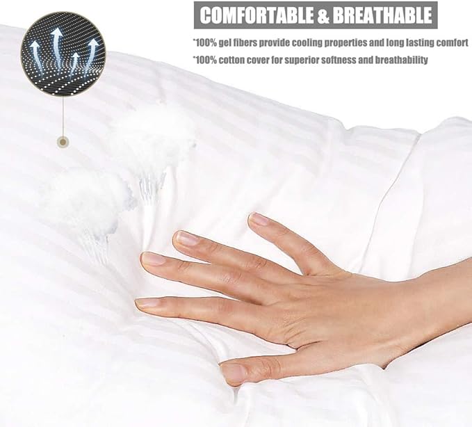 tuphen- Bed Pillows for Sleeping 2 Pack Queen Hypoallergenic, Cooling Gel Pillows Queen Size, Down Alternative Pillows Soft, Hotel Luxury Reserve Collection Pillow, White (King)