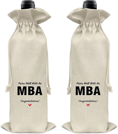 HOIJAUMAI MBA Degree Graduation Gifts MBA Graduation Gift Graduation Wine Bag Pairs Well with an MBA Wine Gift Bags for Men Women