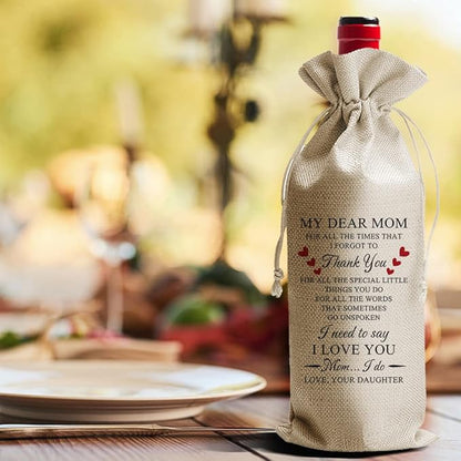 Wine Bag,, Mothers Day Wine Bag, Mother's Gifts for Mom from Daughter Son, Gifts for Mom, Mom Birthday Gift, (DL089)