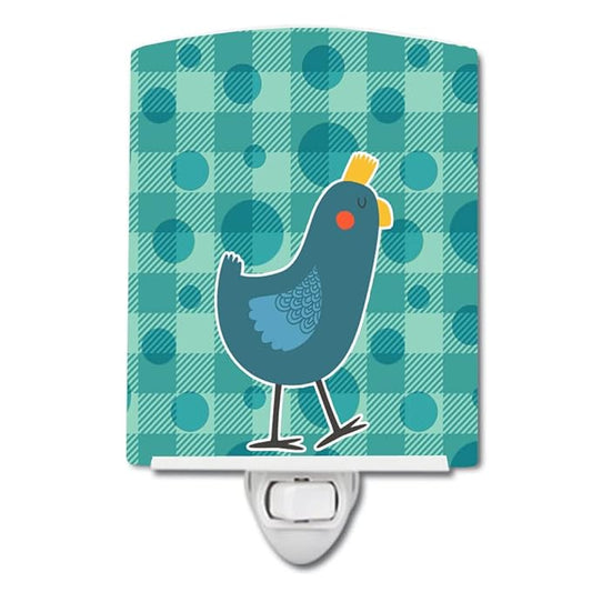 Caroline's Treasures BB6786CNL Polkadot Chicken Ceramic Night Light Compact, UL-Certified, Ideal for Bedroom, Bathroom, Nursery, Hallway, Kitchen, 6x4x3, Multicolor
