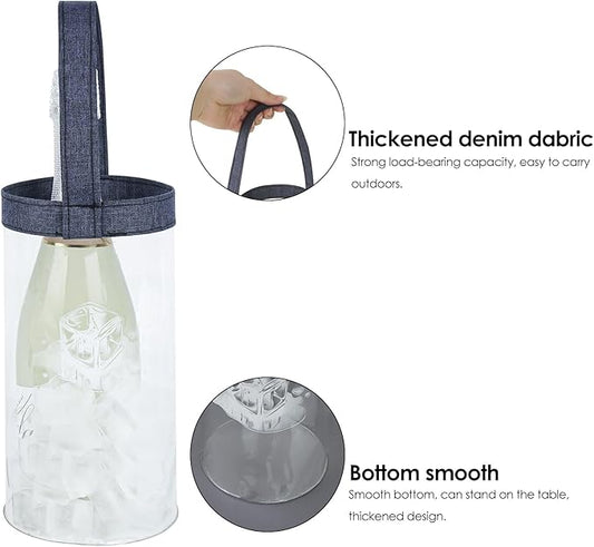 Ice Bag Collapsible wine Cooler Bag, Ice wine Bag Collapsible Clear wine Cooler Bag PVC wine Pouch Bags, for Party, Camping, Picnic, Chilled Champagne, White Wine, Rose, Beer (2Pcs)