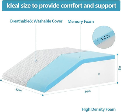 Leg Elevation Pillow for Sleeping, 8 inch Elevation Pillow for Leg After Surgery, Swelling, Leg Pillow Elevation Blood Circulation for Legs, Knees, Leg Wedges for Circulation (Flat to top 8 inch)