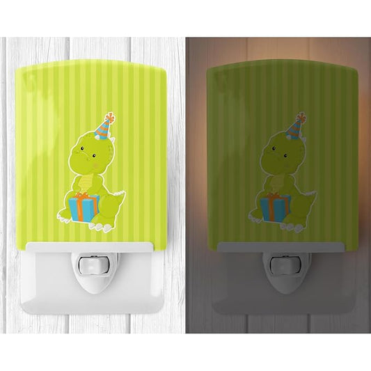 Caroline's Treasures BB8928CNL Dinosaur Green Ceramic Night Light Compact, UL-Certified, Ideal for Bedroom, Bathroom, Nursery, Hallway, Kitchen, 6x4x3, Multicolor