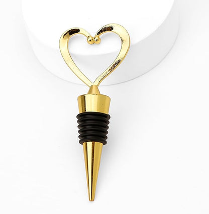 20PCS Heart Wine Stoppers, Love Shaped Design Bottle Stopper for Wine Beverage Guests Gift Summer Beach Party Favors Valentine's Day Souvenirs Bridal Shower Wedding Supplies Bulk-Gold