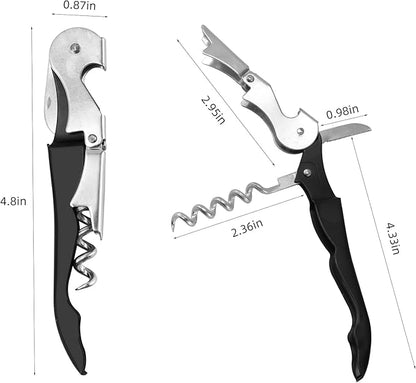 Wine opener,Foldable Server Wine Key，Chef Craft Select Waiters Corkscrew with Foil Cutter and Bottle Opener, Sturdy Stainless-Steel Screw, Stainless Steel/Black.