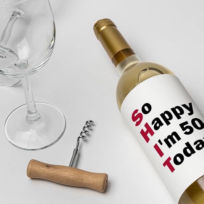 8 Pcs 50th Birthday Gifts for Women Her Him Wine Labels, 50 Years Old Birthday Gifts for Women, Happy 50th Birthday Party Decorations for Woman Man Wine Bottle Stickers, 50th Wine Bottle Labels