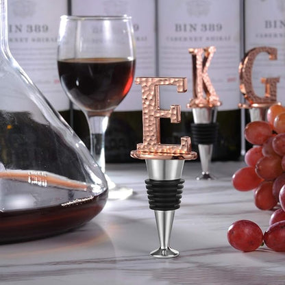 Miicol Wine Stopper, Prosecco Stopper, Wine Bottle Stopper, Personalised Champagne Stopper, Rose Gold Wine Accessories, Wine Lovers Gift, Monogram Gift, Letter E