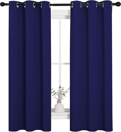 NICETOWN Blackout Draperies Curtains, All Season Thermal Insulated Solid Grommet Top Blackout Curtains/Drapes for Kid's Room (Royal Blue, 1 Pair, 34 x 63 inches)