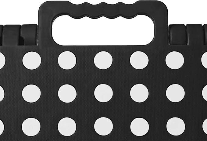 Casafield 9" Folding Step Stool with Handle, Black - Portable Collapsible Small Plastic Foot Stool for Kids and Adults - Use in The Kitchen, Bathroom and Bedroom