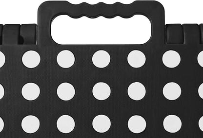 Casafield 9" Folding Step Stool with Handle, Black - Portable Collapsible Small Plastic Foot Stool for Kids and Adults - Use in The Kitchen, Bathroom and Bedroom