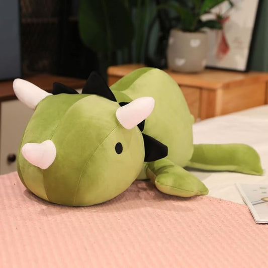 SQEQE Weighted Dinosaur Plush, Anxiety Stuffed Animals, Dinosaur Plushie Dino Throw Pillows for Kids Adults Green 9.8 Inch, 0.8 lbs