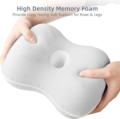Knee Pillow for Side Sleepers - Memory Foam Leg Pillow for Side Sleeping - Comfortable Soft Side Sleeper Leg Positioner Pillows for Pregnancy, Hip Pain, Spine Alignment (Light Grey)
