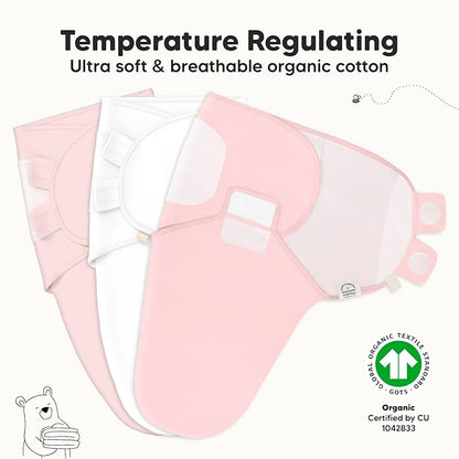 3-Pack Organic Baby Swaddle Sleep Sacks - Newborn Swaddle Sack, Ergonomic Baby Swaddles 0-3 Months, Swaddles for Newborns, Baby Sleep Sack, Baby Swaddle Blanket Wrap, Baby Essentials (Candy)