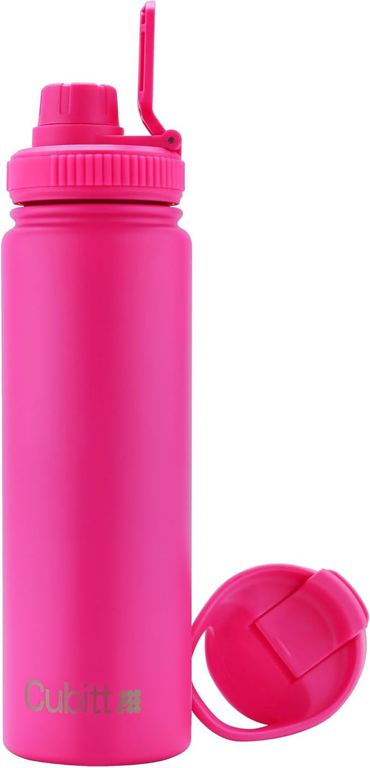 Cubitt Insulated Sports Hydro Water Bottle 24 oz, 2 Lids (Coffee Lid and Wide Mouth Twist Sports Lid), Stainless Steel, Double Walled. Cold for up to 24 hours, Hot for up to 12 hours Sand