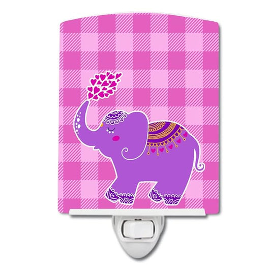 Caroline's Treasures BB7161CNL Purple Elephant Ceramic Night Light Compact, UL-Certified, Ideal for Bedroom, Bathroom, Nursery, Hallway, Kitchen, 6x4x3, Multicolor