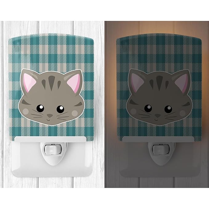 Caroline's Treasures BB6932CNL Kitten Face Ceramic Night Light Compact, UL-Certified, Ideal for Bedroom, Bathroom, Nursery, Hallway, Kitchen, 6x4x3, Multicolor