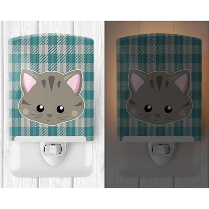 Caroline's Treasures BB6932CNL Kitten Face Ceramic Night Light Compact, UL-Certified, Ideal for Bedroom, Bathroom, Nursery, Hallway, Kitchen, 6x4x3, Multicolor