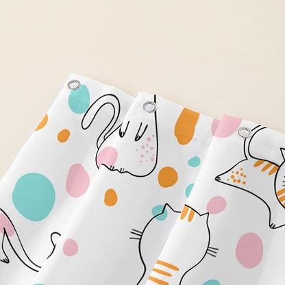 AILONEN Cat Shower Curtain,Cute Cat Bath Curtain,Pet Cat Kitten Bathroom Curtain Decor,Cartoon Animal Polyester Waterproof 36" W*72" H Shower Curtain for Boys Girls Hooks