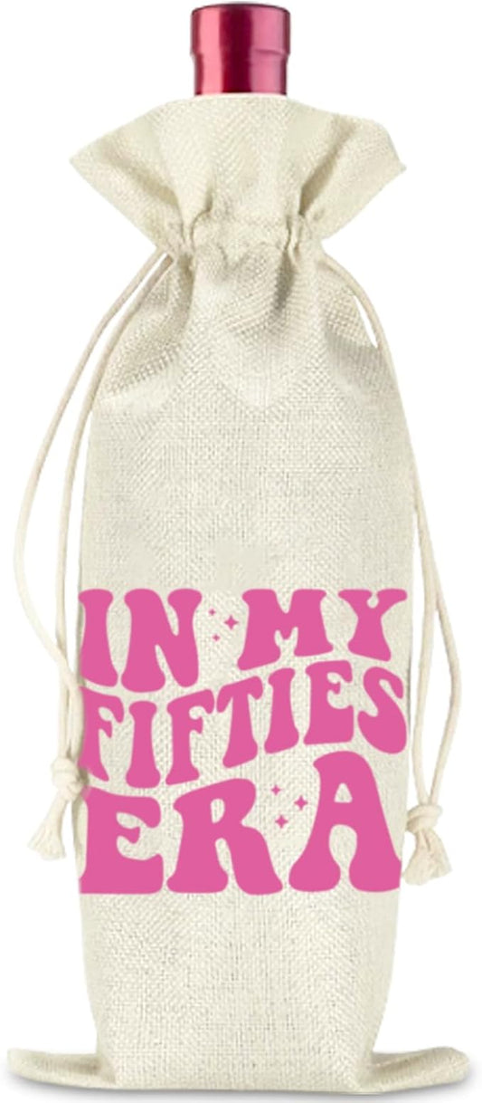 comfit Funny 50th Wine Bag Gifts for Women,Wine Bag for Happy Anniversary 50th Birthday Party,50 Year Old Birthday Gifts for Women,Birthday Decorations Man Woman Wine Bags for Her Him Friend