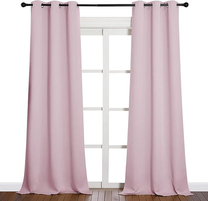 NICETOWN Room Darkening Drapes for Nursery - Light Blocking Curtain Panels for Bedroom Girl Room, Soft Fabric Window Treatment (Lavender Pink, 42 inches Width by 90 inches Length, 1 Pair)