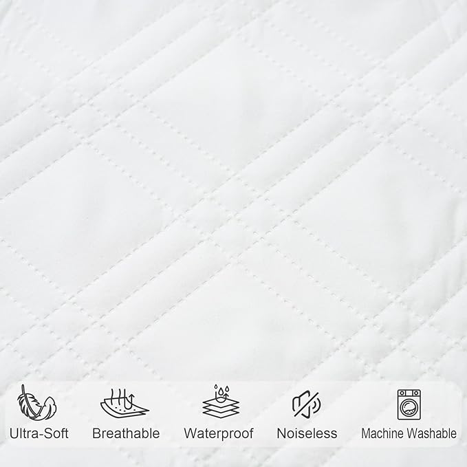 Waterproof Crib Mattress Protector 2 Pack, Ultra Soft Breathable Crib Mattress Pad Cover for Boys Girls Neutral, Fit Standard Crib Mattress and Toddler Mattresses, White