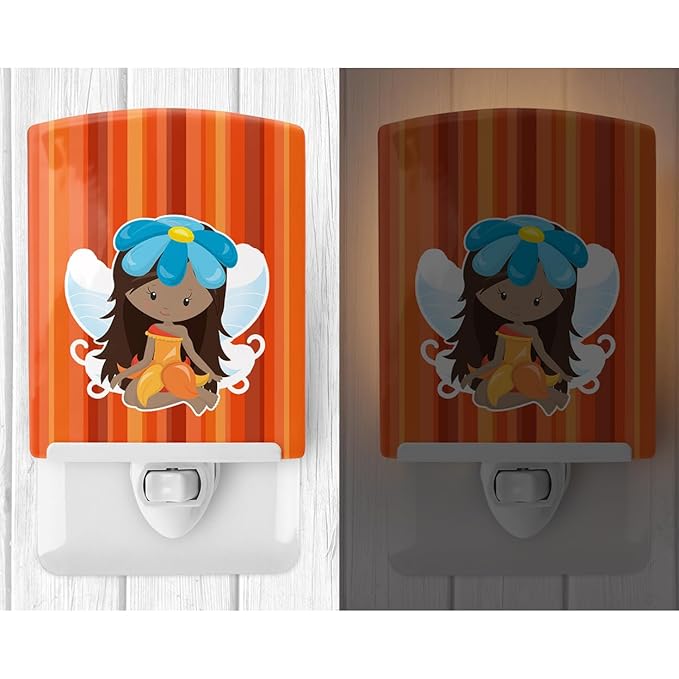 Caroline's Treasures BB6915CNL Fairy Orange Stripes Ceramic Night Light Compact, UL-Certified, Ideal for Bedroom, Bathroom, Nursery, Hallway, Kitchen, 6x4x3, Multicolor