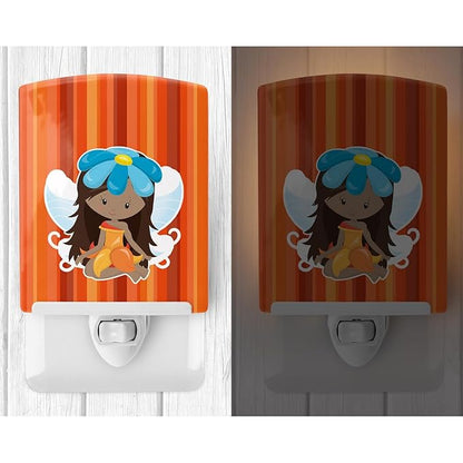 Caroline's Treasures BB6915CNL Fairy Orange Stripes Ceramic Night Light Compact, UL-Certified, Ideal for Bedroom, Bathroom, Nursery, Hallway, Kitchen, 6x4x3, Multicolor