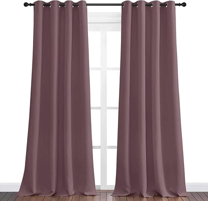 NICETOWN Dry Rose Blackout Curtains 120" Long for Office, Dining Room, Guest Room, 55" Wide, 2 Pieces, Sound Reducing Heat and Cold Block Curtain Panels for Modern Room Decorative