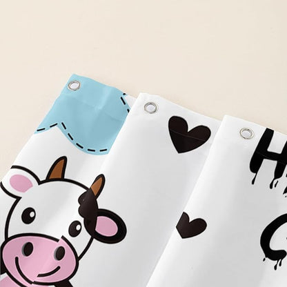 AILONEN Cute Cow Shower Curtain for Bathroom, Kids Children Cow Print Bathroom Curtain,Happy Cow Bath Curtain 48" W*72" H Polyester Waterproof Bathroom Curtain with 12 Hooks