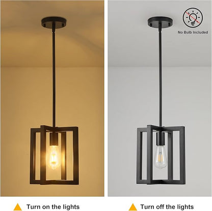 Small Modern Farmhouse Black Pendant Lights Kitchen Island, Adjustable Hanging Metal Industrial Chandelier Ceiling Light Fixture for Hallway Entryway Bedroom Dining Room