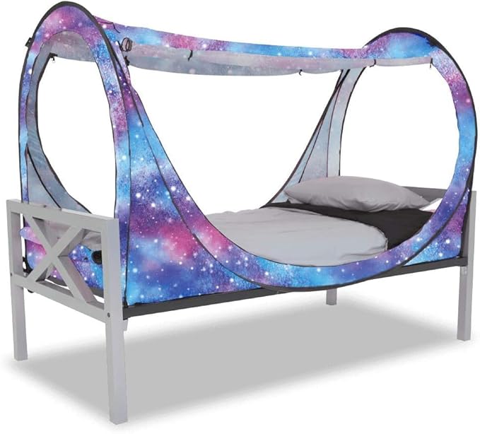 Privacy Pop up Eclipse Bed Tent Bed Drapes (Unicorn Galaxy, Twin)