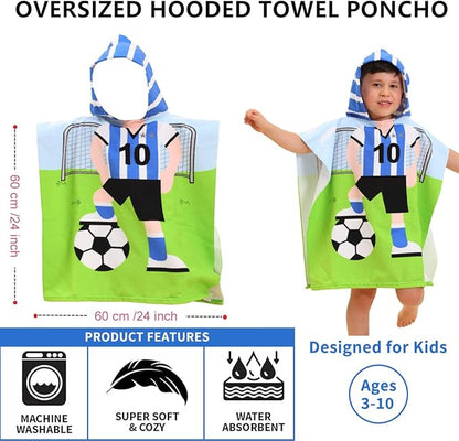 Hooded Kids Beach Towels - Soft Microfiber Poncho Towel for Ages 1 to 6, Quick Dry & Lightweight Swim Cover-ups, Ideal for Boys and Girls