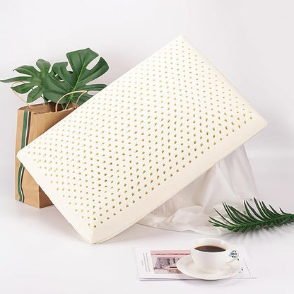 Talatex 100% Natural Premium Dunlop Latex Pillow, Medium Low Pofile Latex Firm Pillow Helps Relieve Pressure, Neck and Shoulder Pain