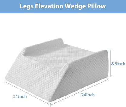 Leg Elevation Pillow for Blood Circulation After Surgery, Memory Foam Knee Wedge Pillow for for Swelling, Back Pain, Foot Injury, Rest