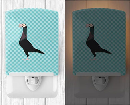 Caroline's Treasures BB8119CNL English Carrier Pigeon Blue Check Ceramic Night Light Compact, UL-Certified, Ideal for Bedroom, Bathroom, Nursery, Hallway, Kitchen, 6x4x3, Multicolor