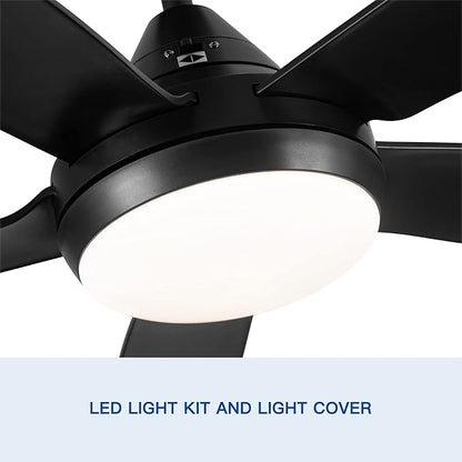 NicBex Ceiling Fan 56 Inch Modern Ceiling Fans with Integrated LED Light and Remote Control Double Finish Ceiling Fan with 5 ABS Blades for Living Room, Bedroom, Black