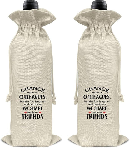 HOIJAUMAI Gift for Colleagues, Friendship Gifts for Coworkers Colleagues, Colleagues Wine Bag Coworker Wine Gift Bags for Women Men